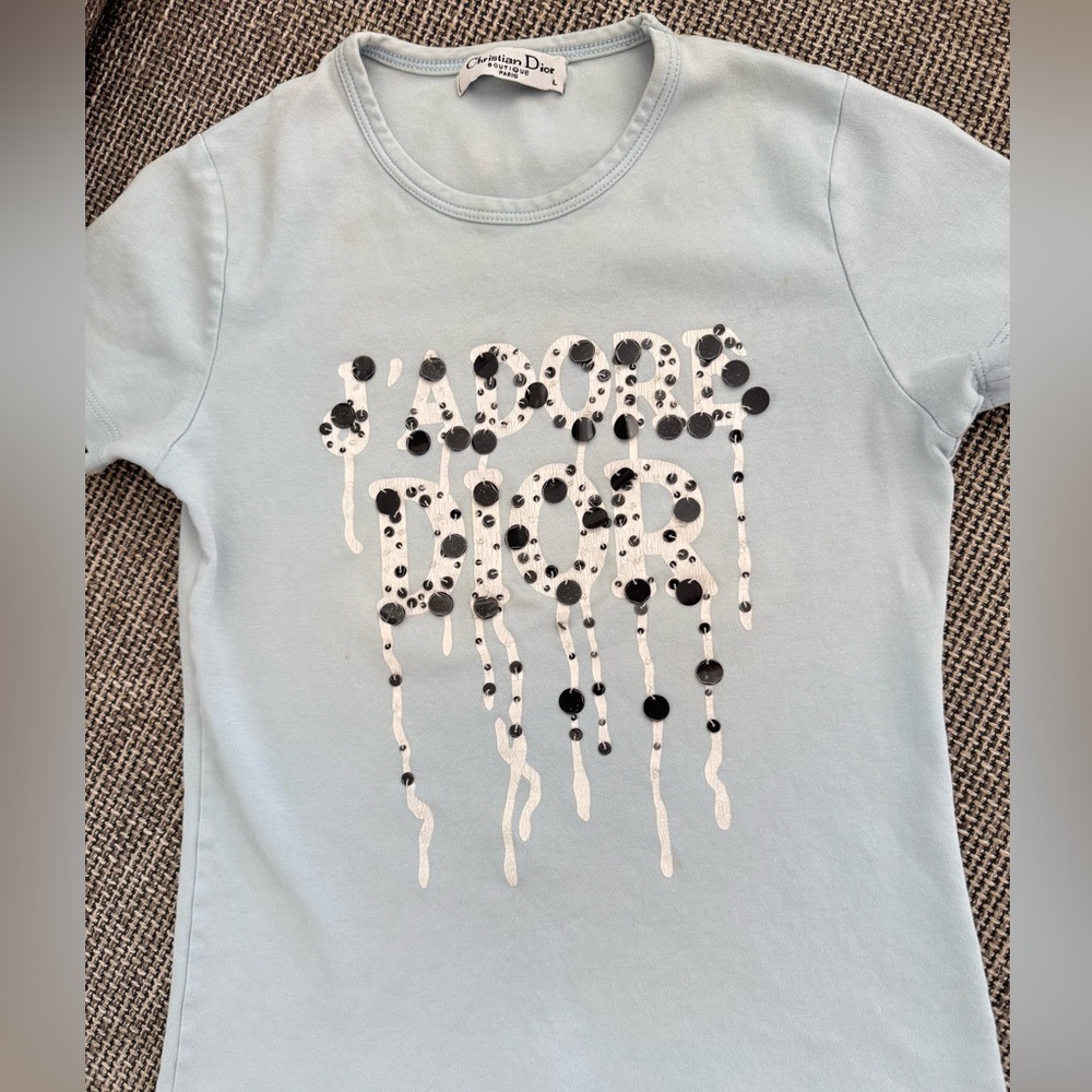 Vintage Y2K J’adore light blue top